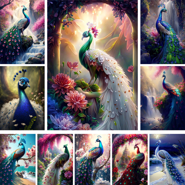 Fantasy Landscape Peacock 5D Diamond Painting Bedroom Decoration